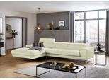 Ecksofa W.SCHILLIG "piedroo, Designsofa mit tollem Sitzkomfort, elegant und bequem, L-Form", beige (sahara s37), B:343cm H:70cm T:193cm, Stoff S37 (100% Polyester): Luxus-Microfaser in Lederoptik, Sofas, Ecksofa, Kopfteilverstellung, wahlweise mit Sitztiefenverstellung, Breite 343cm