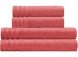 Handtuch Set KLEINE WOLKE "Royal, 4 Stück (2 Handtücher 50/100 cm + 2 Duschtücher 70/140 cm)", rot (marsala), 4 Stk., Frottier, Frottier, Obermaterial: 100% Baumwolle, Handtuch-Sets, Handtuch Set, Uni Farben, mit Bordüre, weich, in verschiedenen Sets erhältlich
