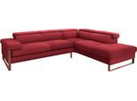Ecksofa W.SCHILLIG "finn, Designsofa mit tollem Sitzkomfort, bequem, L-Form", rot (ruby rot z59), B:281cm H:71cm T:230cm, Flachgewebe S22 (100% Polyester);Stoff S37 (100% Polyester);Longlife Xtra-Leder Z59: Glattleder mit modischer Prägung. Hautstärke 0, 9 - 1, 1 mm, Sofas, Ecksofa, German Design Award 2016, Fußgestell Nussbaum natur, Breite 281 cm