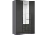 Drehtürenschrank OTTO HOME "Kleiderschrank Schrank Garderobe AGORDO mit Dekor- oder Hochglanzfront", grau (graumetallic, hochglanz effektgrau), B:136cm H:210cm T:54cm, Holzwerkstoff, Schränke, Drehtürenschrank, mit Außenschubkästen, in 7 Breiten und 2 Höhen MADE IN GERMANY