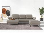 Ecksofa HOME AFFAIRE "Coco L-Form", grau (steel), B:284cm H:88cm T:196cm, 95% Polyester, 5% Polyamid, Sofas, Ecksofa, Sitztiefen-, Arm- und Kopfteilverstellung, Cord-Bezug, Fußhöhe 15 cm