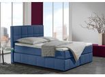 Boxspringbett HOME AFFAIRE "Casano", blau (denimblau), B:152cm L:215cm, Strukturstoff-Bezug (100% Polyester), Komplettbetten, Boxspringbett, mit feiner Steppung, in 3 Matratzenarten, 2 Härtegraden und 5 Farben