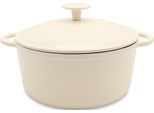 Fleischtopf KRÜGER "Eisenguss Fleischtopf mit Deckel SAVANNA, 24 cm", beige (creme), H:12cm L:30,5cm Ø:24cm, Töpfe, Fleischtopf, für Induktions-Kochfelder geeignet