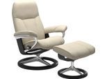 Relaxsessel STRESSLESS "Consul", beige (cream batick), B:91cm H:102cm T:79cm, Leder BATICK: BATICK ist ein leicht korrigiertes, durchgefärbtes und genarbtes Möbelleder, bei dem die meisten Unebenheiten und Spuren in der Regel entfernt wurden.;Leder PALOMA: PALOMA ist ein durchgefärbtes Semianilin-Möbelleder mit natürlicher Narbung.;ROHLEDER Stoff Q2 FARON: Ein fester zuverlässiger Bouclé mit einem