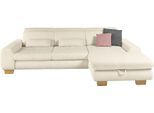 Ecksofa, weiß (natur), SET ONE BY MUSTERRING, Sofas, B/H/T: 307cm x 86cm x 195cm, Cord, Ottomane rechts, Sitzhöhe 49cm,Sitztiefenverstellung im 3-Sitzer,Kopfteilverstellung,Bettfunktion,Bettkasten, 88% Polyester;12% Polyamid, Ecksofa, Kopteil verstellbar, mit Bettfunktion, in Cord, natur, Sitzhöhe 49, B:307cm H:86cm T:195cm