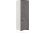 Seitenschrank IMPULS KÜCHEN "Prag", Breite/Höhe: 60/190,7 cm, mit Kleiderstange", grau (beton, optik schiefer dunkelgrau), B:60cm H:190,7cm T:57,6cm, Dekorfolie, Holzwerkstoff, Schränke, Seitenschrank, vormontiert, mit Drehtür, mit Innenschubkästen