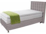 Boxspringbett, grau, B:105cm L:210cm, Microvelours (100% Polyester);Strukturstoff (77% Polyester und 23% Viskose);Bonnell-Federkern-Matratzenbezug: 100% Polyester;Kaltschaum-Matratzenbezug: Frottee 100% Polyester, WESTFALIA SCHLAFKOMFORT, Komplettbetten, Boxspringbett