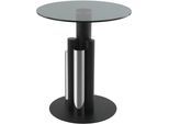 Beistelltisch KAYOOM "Ontario 225, Runde Glasplatte aus Sicherheitsglas, 100% Edelstahl", grau (silber, grau, silber, grau), B:46cm H:52cm T:46cm, 100% Edelstahl, 100% Aluminium, 100% Eisen / Sicherheitsglas, Tische, Beistelltisch, Modernes Design, zweifarbiges Säulengestell, Eyecatcher Element