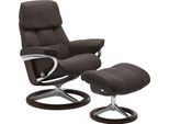 Hocker STRESSLESS "Ruby", braun (braun batick), B:53cm H:41cm T:39cm, Leder BATICK: durchgefärbtes und genarbtes Möbelleder;Leder PALOMA: durchgefärbtes Semianilin-Möbelleder, Hocker, Hocker, mit Signature Base, Gestell Eiche, Wenge, Braun & Schwarz