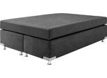 Boxspringbett "Holland", grau (anthrazit), B:142cm L:201cm, Microvelours (100% Polyester), WESTFALIA SCHLAFKOMFORT, Komplettbetten, Boxspringbett, ohne Kopfteil, frei im Raum stellbar