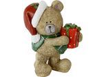 Dekofigur I.GE.A. "Bär mit Geschenk", braun, B:18cm H:25cm, Magnesia, Dekofiguren, Dekofigur, Figur Statue Weihnachtsfigur Ornament Weihnachtsdeko Adventskränze