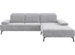 Ecksofa HOME AFFAIRE "Liora, L-Form mit verstellbarem Kopfteil, Breite 291 cm", light, grau, B:291cm H:83cm T:218cm, 5, 9% Viskose, 34, 4% Polyacryl, 59, 7% Polyester, Sofas, Ecksofa, klappbare Armlehne, Tonnentaschenfederkern&saugroboterfreundliche Höhe