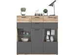 Highboard HOME AFFAIRE "Riga", braun (nox oak nb, basalt grau nb), B:140cm H:134cm T:37cm, Sideboards, Highboard, Breite 40 cm