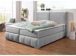 Boxspringbett HOME AFFAIRE "Wehma", silber, B:190cm L:233cm, Struktur fein (100% Polyester), Komplettbetten, Boxspringbett, inkl. Topper in 3 verschiedenen Matratzen, auch in Samtstoff