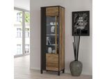 Vitrine FORTE "Hayato", beige (schwarz, alipe kiefer), B:59,8cm H:194cm T:42cm, Schränke, Vitrine, Höhe ca. 194 cm