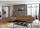 Ecksofa W.SCHILLIG "piedroo, Designsofa mit tollem Sitzkomfort, elegant und bequem, L-Form", braun (fango z69), B:343cm H:70cm T:193cm, Longlife Xtra-Leder Z69: Das feinnarbige, gedeckte Softleder Z69 besticht durch seine außergewöhnliche Weichheit im trendigen »Vintage-Look«, Hautstärke 0, 9 - 1, 1 mm, Sofas, Ecksofa, Kopfteilverstellung, wahlweise mit Sitztiefenverstellung, Breite 343cm