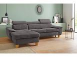 Ecksofa EXXPO - SOFA FASHION "Enya, aufwendige Detailverarbeitung, hoher Sitzkomfort, bequem, L-Form", grau (taupe), B:280cm H:79cm T:167cm, Luxus-Microfaser Vintageoptik (100% Polyester);Webvelours (92% Polyester, 8% Nylon), Sofas, Ecksofa, inkl. Kopfteilverstellung, wahlweise mit Bettfunktion und Bettkasten