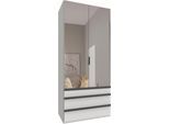 Falttürenschrank WIMEX "Oxford by fresh to go, in der Breite 100cm, in 2 Höhen erhältlich", weiß, Schränke, Weiß, B/H/T: 100cm x 236cm x 58cm, Schubladen: 3 Stk. Türen: 2 Stk. mit Spiegel, Holzwerkstoff, Falttürenschrank, mit hochwertigen Falttüren für den perfekten Überblick, B:100cm H:236cm T:58cm