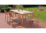 Garten-Essgruppe GARDEN PLEASURE "FLORENCE", braun (champagner, braun, braun, champagner), B:300cm H:85cm T:392cm, Aluminium, Kunststoff, Sitzmöbel-Sets, Garten-Essgruppe, mit platzsparenden Stapelstühlen
