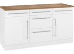 Unterschrank KOCHSTATION "KS-Samos", weiß, B:150cm H:85cm T:60cm, Holzwerkstoff, Schränke, Unterschrank, Breite 150 cm