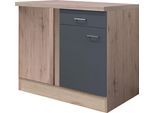 Eckunterschrank FLEX-WELL "Morena", grau (basaltgrau, san remo eiche), B:110cm H:85cm T:60cm, Holzwerkstoff, Schränke, Eckunterschrank, (B x H x T) 110 x 85 x 60 cm - als Ecklösung