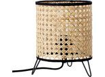 BRILLIANT Tischleuchte "WILEY", beige, 1, Ø 17,5cm H: 21cm, 1 Stk., Leuchten, 21 cm Höhe, Ø 17,5 cm, E27, Metall/Rattan, holz hell/schwarz, Tischleuchte