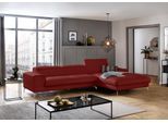 Ecksofa W.SCHILLIG "piedroo, Designsofa mit tollem Sitzkomfort, bequem und elegant, L-Form", rot (ruby rot z59), B:343cm H:70cm T:193cm, Longlife Xtra-Leder Z59: Glattleder mit modischer Prägung. Hautstärke 0, 9 - 1, 1 mm, Sofas, Ecksofa, Kopfteilverstellung, wahlweise mit Sitztiefenverstellung, Breite 343cm