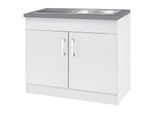 Spülenschrank KOCHSTATION "KS-Toronto, Breite 100 cm", schwarz-weiß (anthrazit, weiß), B:100cm H:85cm T:60cm, Holzwerkstoff, Schränke, Spülenschrank