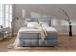 Boxspringbett HOME AFFAIRE "Wehma", grau, B:170cm L:213cm, Struktur fein (100% Polyester), Komplettbetten, Boxspringbett, inkl. Topper in 3 verschiedenen Matratzen, auch in Samtstoff