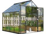 Gewächshaus VITAVIA "Domus 6700", schwarz, B:257cm H:253,9cm T:263cm, Gewächshäuser, Gewächshaus, Doppelschwingtüren und bodentiefer Türschwelle, 3 mm Sicherheitsglas
