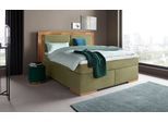 Boxspringbett HOME AFFAIRE "Cup", grün (olive), B:190cm L:206cm, Bezug: Luxus-Microfaser (100% Polyester);Bezug: Microfaser (100% Polyester), Komplettbetten, Boxspringbett, mit Massivholzrahmen, mit Topper, in 2 Härtegraden, in 3 Breiten