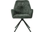 Esszimmerstuhl SALESFEVER "Ottawa Armlehnstuhl: Rückzugsort im Esszimmer", schwarz (dunkelgrün scgwarz, schwarz), B:61cm H:90cm T:59cm, Metall, Polyester, Stühle, Esszimmerstuhl, 360 Drehbarer Esszimmersessel mit Armlehnen - 1 Stück