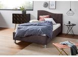 Polsterbett, grau (anthrazit), B:112cm H:100cm L:210cm, Bezug Bett: Velours mit grober Lederoptik (100% Polyester);Bonnellfederkernmatratze: 51% Polypropylen, 39% Polyester, 10% Baumwolle;Kaltschaummatratze: 100% Polyester, Bezug abnehm- und waschbar bis 60C, WESTFALIA SCHLAFKOMFORT, Betten, Polsterbett