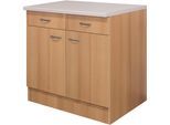 Unterschrank FLEX-WELL "Nano", braun (buche nachbildung), B:100cm H:85cm T:60cm, Holzwerkstoff, Schränke, Unterschrank, (B x H x T) 100 x 85/86 x 60 cm, für viel Stauraum