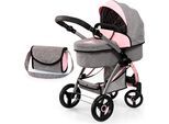 Kombi-Puppenwagen BAYER "City Max grau/rosa", rosa (grau, rosa schmetterling), Puppenwagen, KinderB:69cm H:74cm T:41cm, Kunststoff, Metall, Stoff, Kombi-Puppenwagen, mit Wickeltasche, B:69cm H:74cm T:41cm