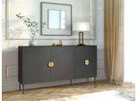 Kommode HOME AFFAIRE "BELLOT Sideboard mit 2 Schubladen und 2 Türen, B/T/H: 213/40/87,6 cm", schwarzer graphit, B:160cm H:87,6cm T:40cm, Holzwerkstoff, Sideboards, Kommode, Schubkastenkommode mit Metallgriffen und viel Stauraum