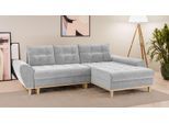 Ecksofa HOME AFFAIRE "Ahrdorf mit Bettfunktion und Bettkasten, Maße: B/H/T 268/86/175 cm", grau (hellgrau), B:268cm H:86cm T:175cm, 100% Polyester, Sofas, Ecksofa, L-Form mit 3 Rückenkissen und moderne gerundete Armlehnen