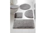 Badematte HEINE HOME Gr. 10, grau (hellgrau), rund (45cm x 50cm ) WC-Vorleger rechteckigmit Ausschnitt WC-Deckelbezug (47cm x 50cm), 1 Stk., Badematten, Badematte
