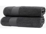 Duschtücher WOLKENFELD "Premium Low-Twist Baumwolle 550 g/m² – 2 große Duschtücher", grau (dunkelgrau), B:70cm L:140cm, Frottier, Baumwolle, Handtücher, Duschtücher, 70×140 cm – weich, saugfähig und ideal für Bad & Wellness