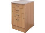 Unterschrank FLEX-WELL "Nano", braun (buche nachbildung), B:50cm H:85cm T:60cm, Holzwerkstoff, Schränke, Unterschrank, (B x H x T) 50 x 85/86 x 60 cm, mit praktischen Schubkästen