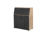 Sekretär OTTO HOME "Moid, Home-Office-Schreibtisch", braun (eiche, schwarz graphit), B:88,5cm H:106cm T:41,5cm, Sekretäre, Sekretär, viele Stauraummöglichkeiten, kompaktes & modernes Design, B. 88,5 cm