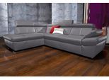 Ecksofa EXXPO - SOFA FASHION "Salerno, Funktionssofa, hoher Sitzkomfort, Breite 268cm, L-Form", grau (delfin), B:268cm H:77cm T:204cm, NaturLeder;Primabelle-Microfaser (100% Polyester);Luxus-Kunstleder, Sofas, Ecksofa, inkl. Kopf- und Armteilverstellung, wahlweise mit Bettfunktion