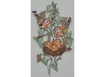 Fensterbild STICKEREIEN PLAUEN "Vogelnest" Gr. 1, bunt (grün, braun, weiß), B:21cm H:38cm, Polyester, Fensterbilder, Fensterbild