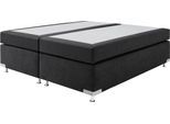 Boxspringbett "Holland", schwarz, B:162cm L:201cm, Microvelours (100% Polyester), WESTFALIA SCHLAFKOMFORT, Komplettbetten, Boxspringbett, ohne Kopfteil, frei im Raum stellbar