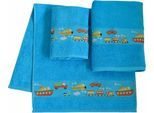 Handtuch Set DYCKHOFF "Auto", blau, 3 Stk., Walkfrottee, Walkfrottee, Obermaterial: 100% Baumwolle, Handtuch-Sets, Handtuch Set, Auto Motiven; 2 Handtücher (50x100cm), 1 Duschtuch (70x140cm)