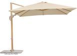Ampelschirm SCHNEIDER SCHIRME "»Rhodos Twist Loft«", beige (natur), Obermaterial: 100% Polyester, Standschirme, Ampelschirm, 300x300 cm, flexibler Ampelschirm in moderner Leinenstruktur