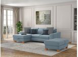 Ecksofa SIT & MORE "Dundee L-Form", blau (hellblau), B:264cm H:86cm T:175cm, Sofas, Ecksofa, mit Federkern und Massivholzfüßen, wahlweise mit Kopfteilverstellung