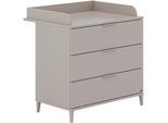 Wickelkommode YUNY BY PAIDI "BROTHER STU mit abnehmbarem Aufsatz und 3 Schubladen", grau (taupe, taupe), B:94,7cm H:87,9cm T:52,4cm, Holzwerkstoff, Wickelkommoden, Wickelkommode, Kommode in Taupe, 95 cm Breite, geprüfte Sicherheit, Soft-Close
