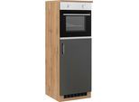 Backofen/Kühlumbauschrank KOCHSTATION "KS-Colmar", grau (anthrazit), B:60cm H:165cm T:60cm, Holzwerkstoff, Schränke, Backofen/Kühlumbauschrank, 60 cm breit, 165 cm hoch, für Einbaukühlschrank und Einbaubackofen