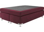 Boxspringbett "Holland", rot (bordeaux, rot), B:142cm L:201cm, Microvelours (100% Polyester), WESTFALIA SCHLAFKOMFORT, Komplettbetten, Boxspringbett, ohne Kopfteil, frei im Raum stellbar